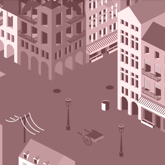 Illustration représentant une ville en 1900